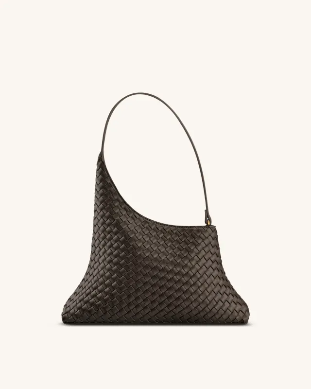 Lyra Woven Shoulder Bag – Dark Brown sold by JW PEI