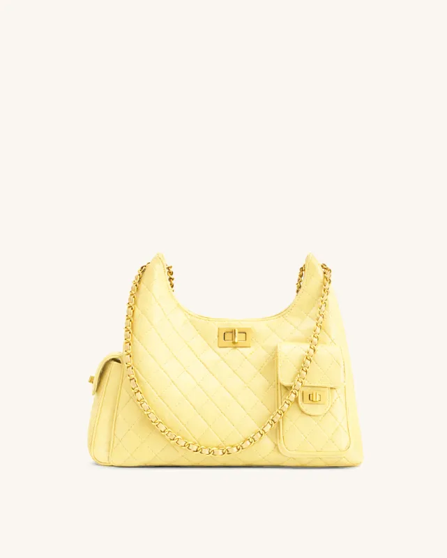 Vivian Quilted Chain Shoulder Bag - Yellow sold by JW PEI