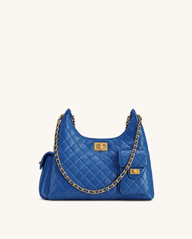 Vivian Quilted Chain Shoulder Bag - Blue sold by JW PEI