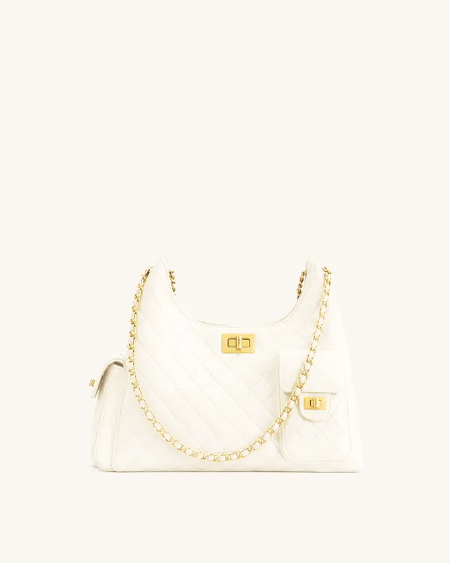 Vivian Quilted Chain Shoulder Bag - Ivory sold by JW PEI