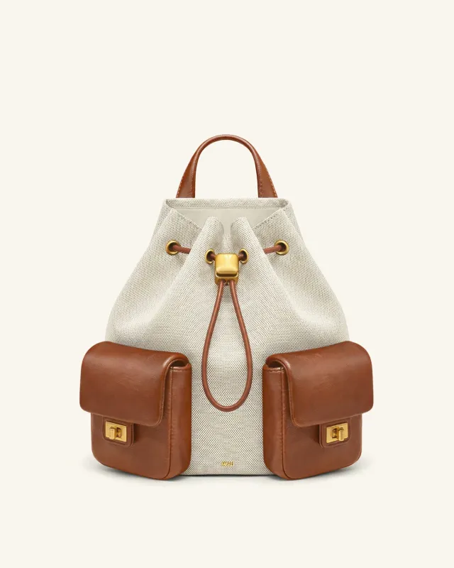 Avery Drawstring Utility Backpack – Ivory Brown Canvas sold by JW PEI