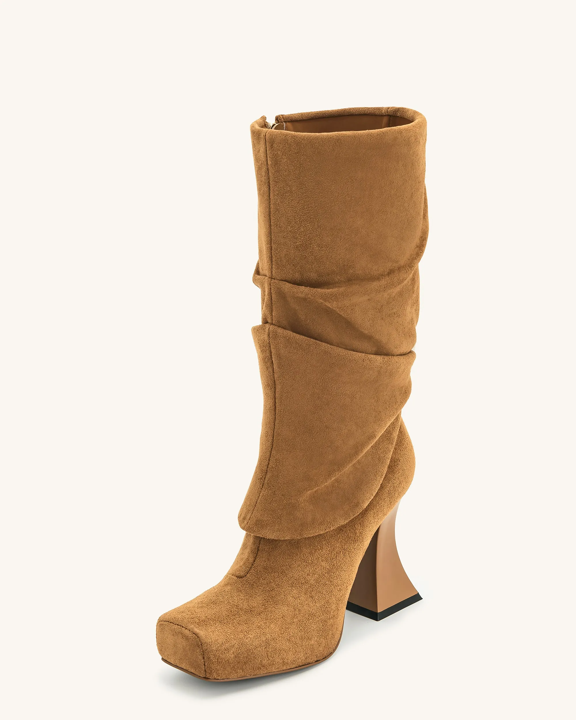Reyna Square Toe Platform Knit Boots - Brown sold by JW PEI product image thumbnail 4