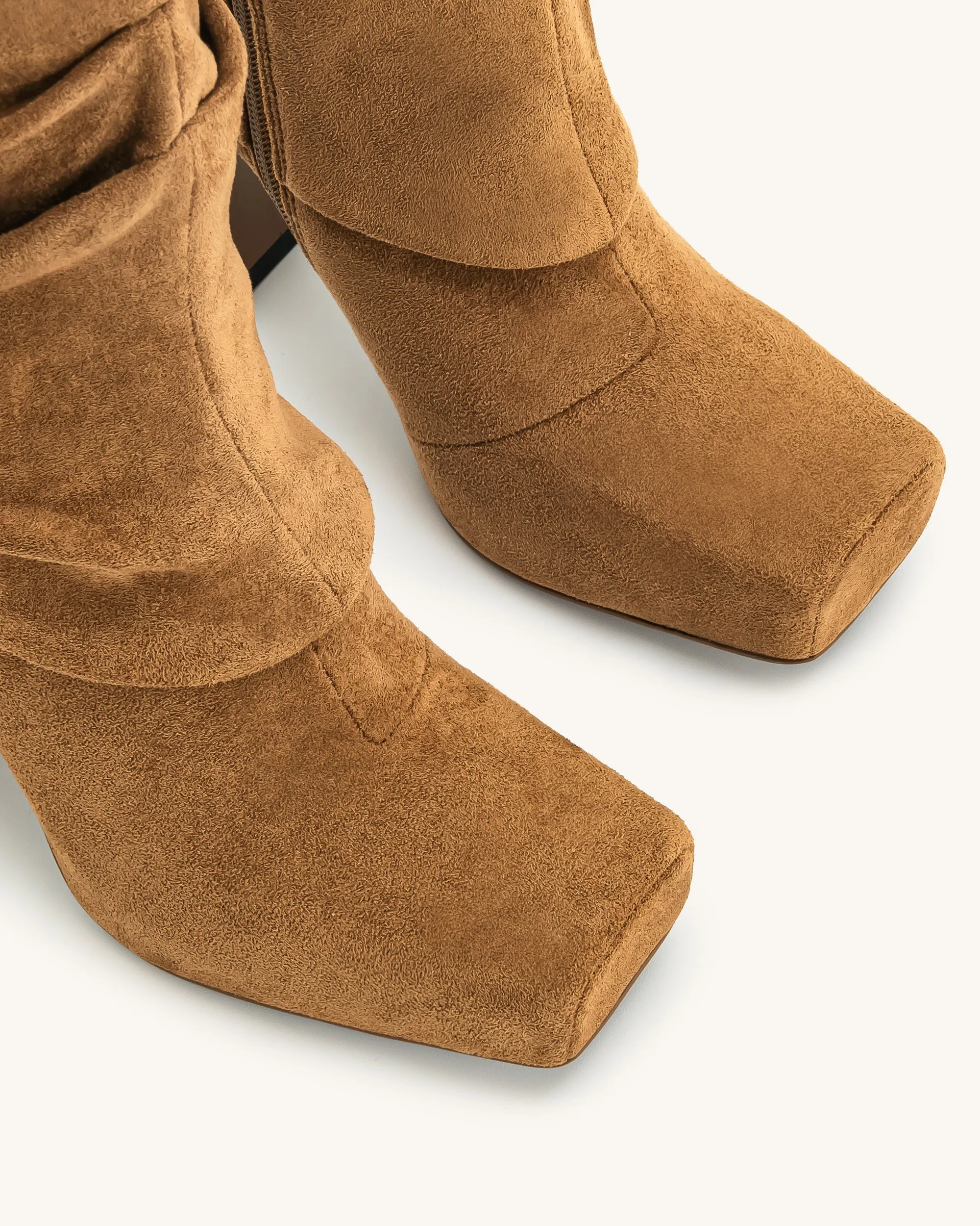 Reyna Square Toe Platform Knit Boots - Brown sold by JW PEI product image thumbnail 5