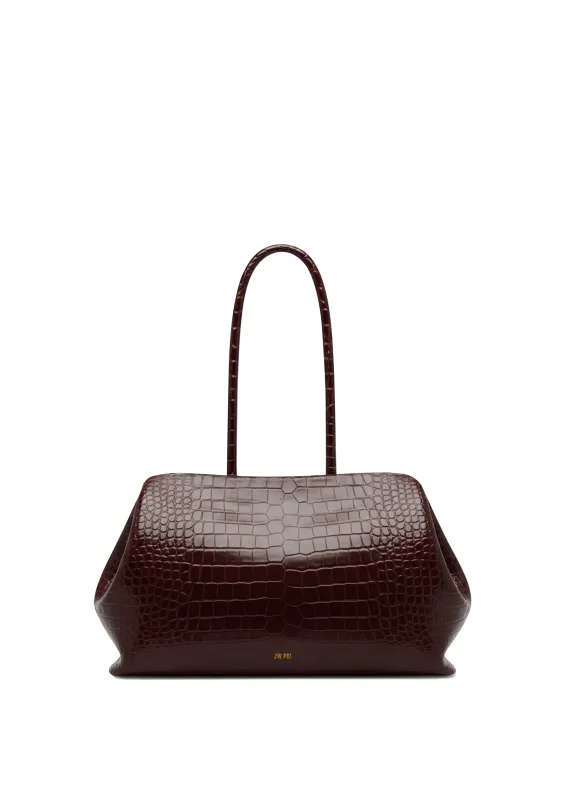 Mia Croc Embossed Tote Bag - Brown made by JW PEI