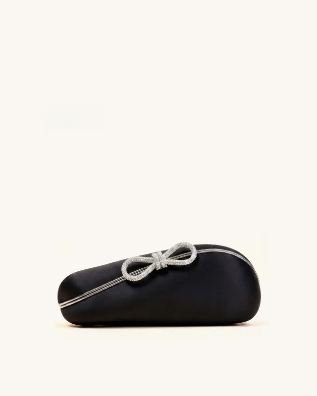Crystal Bow Clutch - Black sold by JW PEI