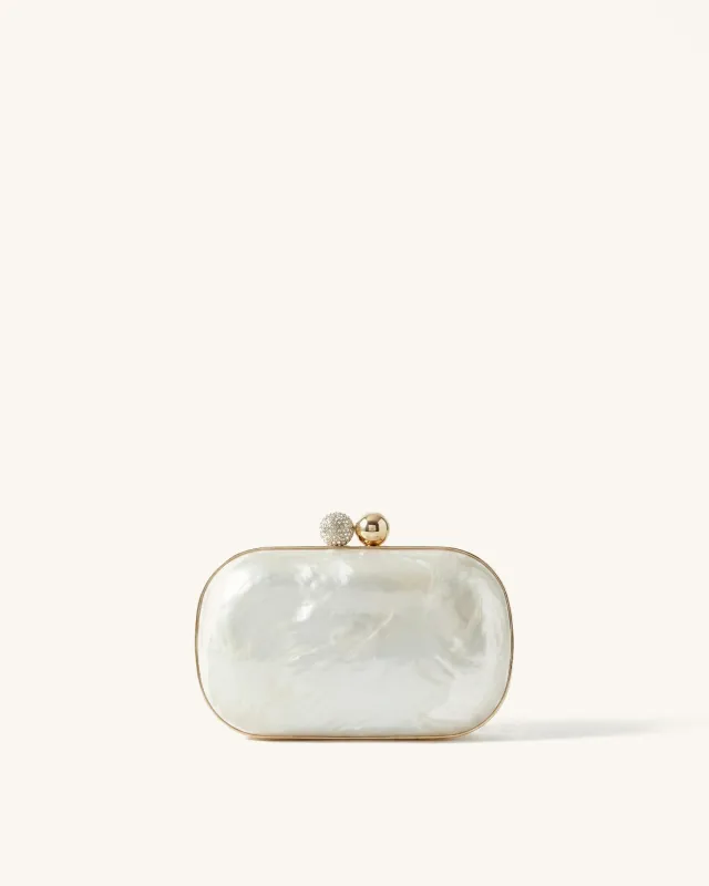 Evelyn Pearl Clutch - White made by JW PEI