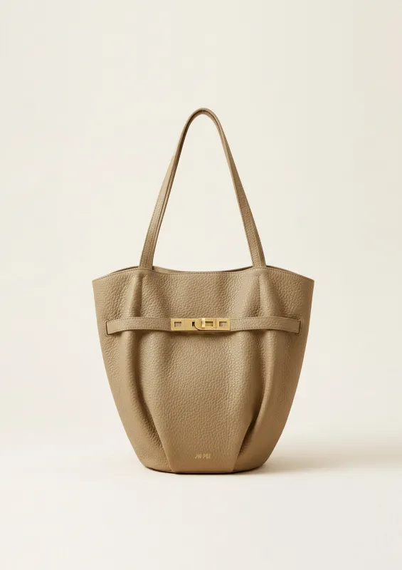 Ava Pebbled Tote Bag - Brown made by JW PEI