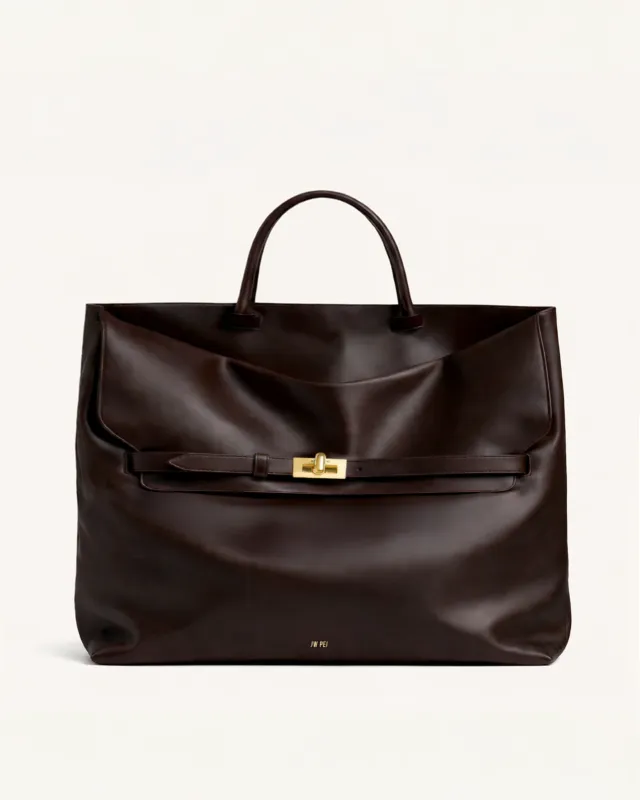 Ava Foldover Belt Tote - Brown sold by JW PEI