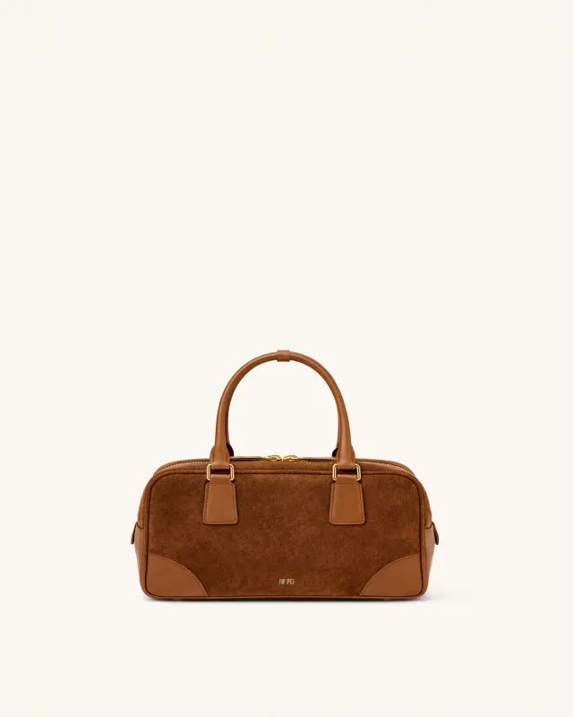 Ava Faux Suede Barrel Top Handle Bag - Brown sold by JW PEI