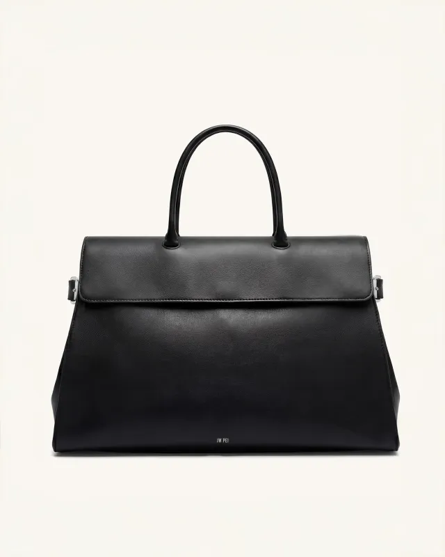 Avery Structured Top Handle Bag - Black made by JW PEI