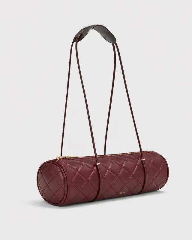 Aria Quilted Cylinder Bag - Burgundy sold by JW PEI