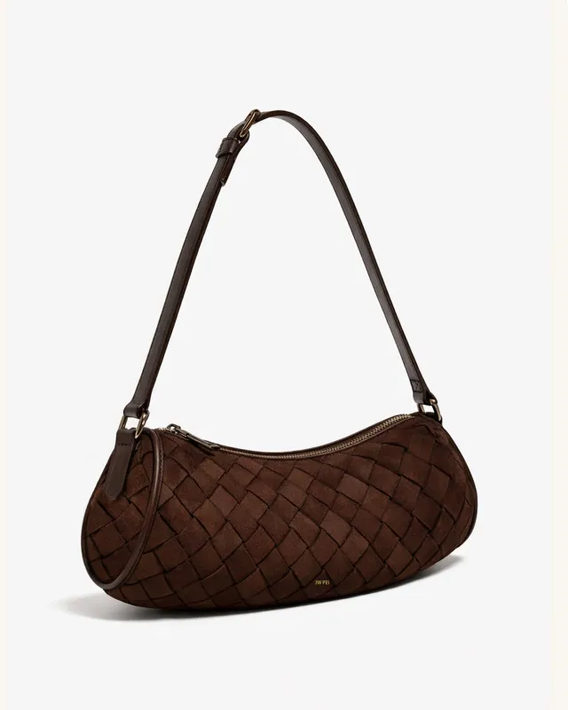 Ava Woven Suede Shoulder Bag - Brown sold by JW PEI