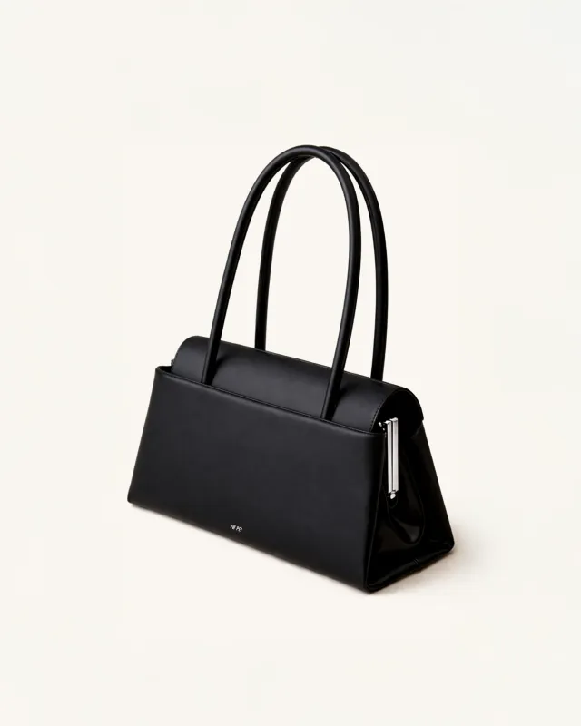 Structured Trapezoid Top Handle Bag - Black sold by JW PEI
