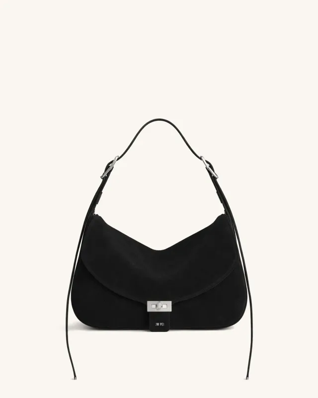 Flap Hobo Shoulder Bag - Black sold by JW PEI