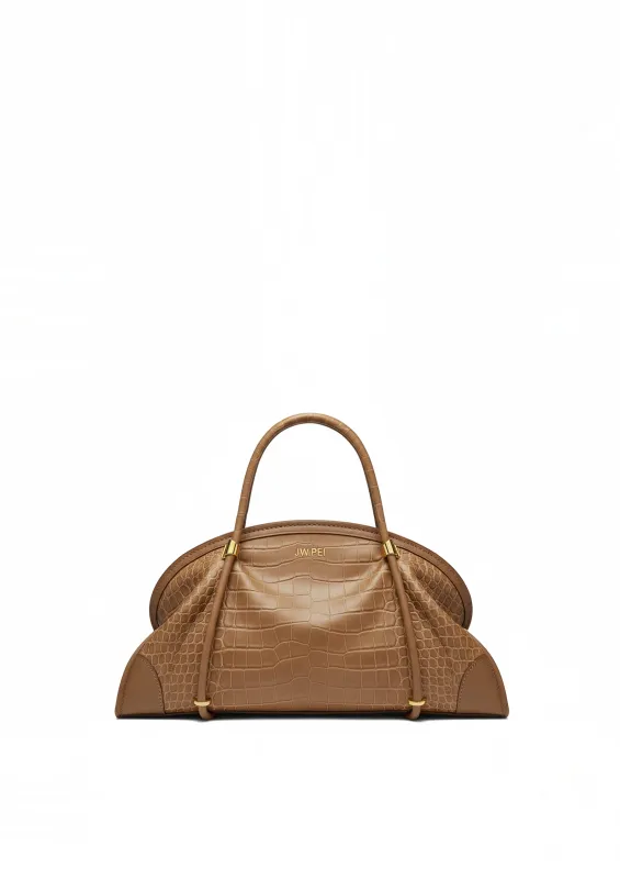 Maya Croc Top Handle Bag - Brown sold by JW PEI