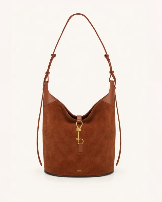 Avery Faux Suede Bucket Bag - Brown sold by JW PEI