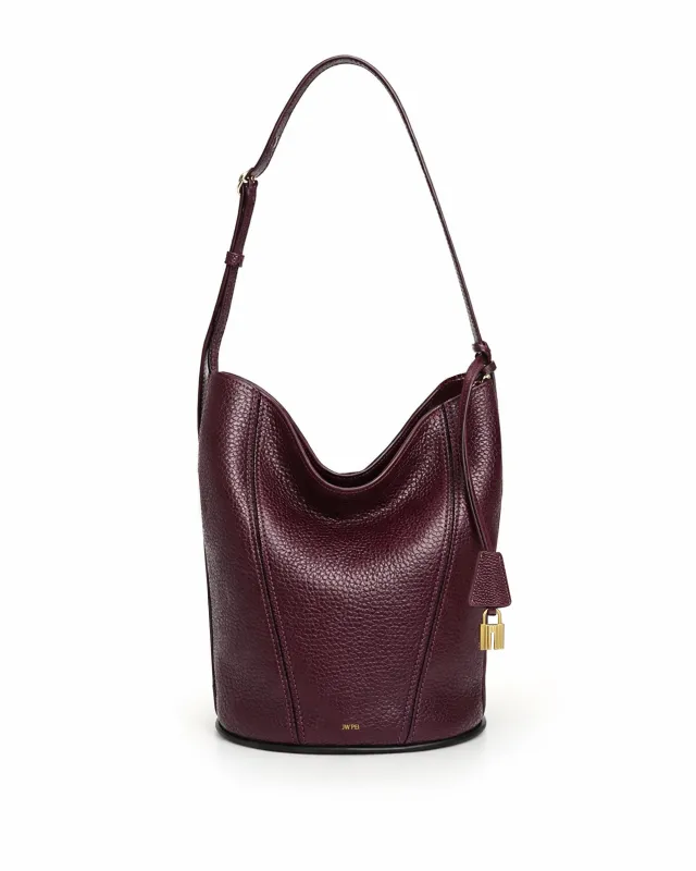 Alex Vegan Leather Bucket Bag - Burgundy made by JW PEI