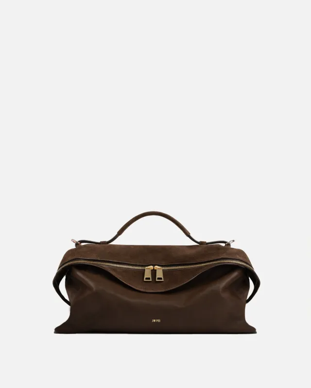 Avery Faux Suede Flap Tote Bag - Brown sold by JW PEI