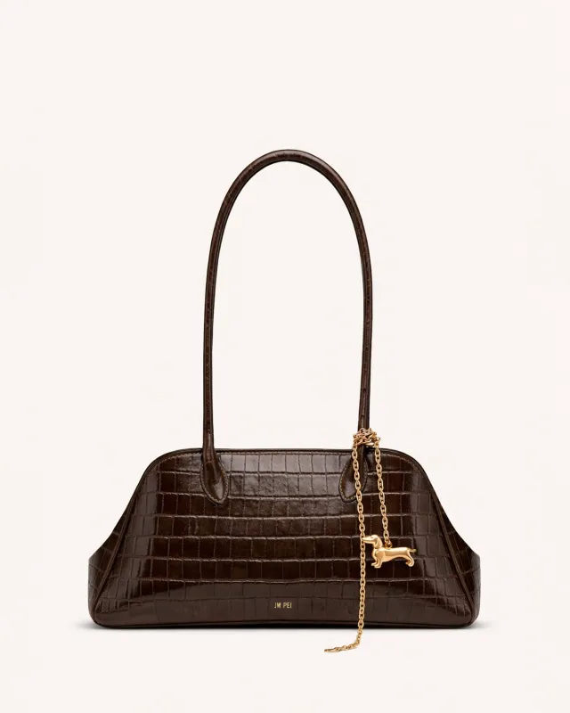 Nora Croc Shoulder Bag - Brown made by JW PEI