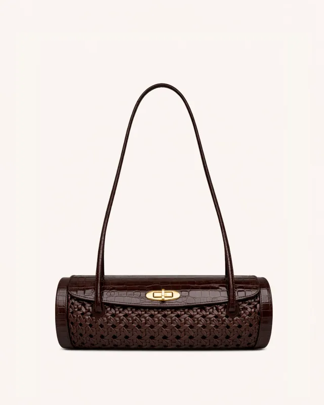 Woven Cylinder Shoulder Bag - Brown sold by JW PEI