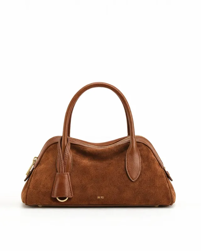 Harper Suede Top Handle Bag - Brown made by JW PEI