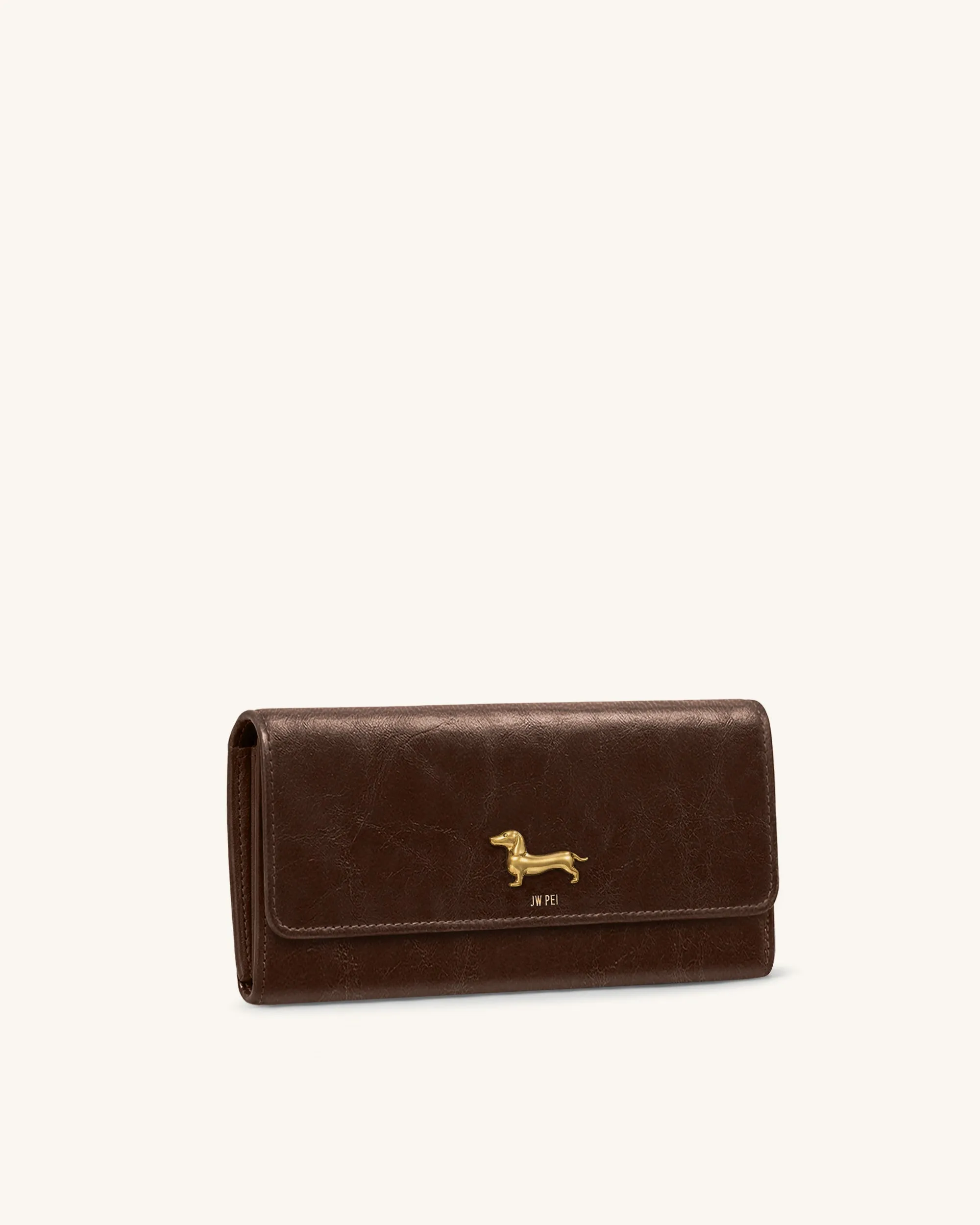 Maeve Dachshund Metal Emblem Flap Long Wallet - Chocolate sold by JW PEI product image thumbnail 2