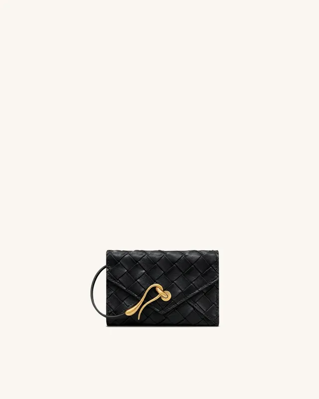Celeste Woven Textured Envelope Wallet - Black sold by JW PEI