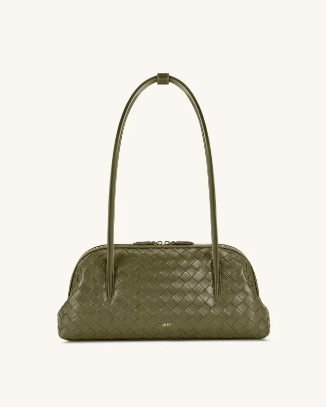 Aveline Woven Textured Shoulder Bag - Olive Green made by JW PEI