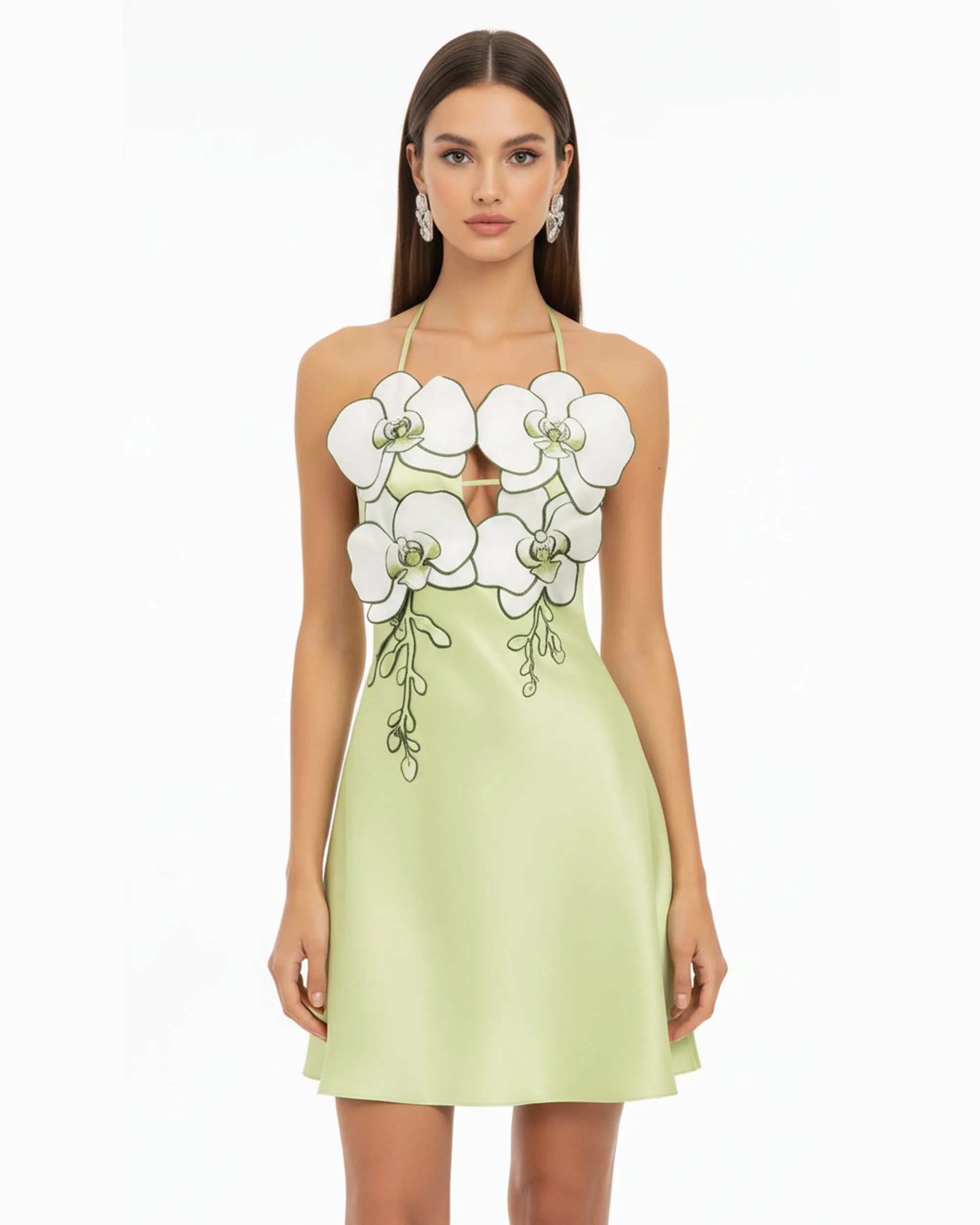 Orchid Embroidered Halter Mini Dress - Light Green sold by JW PEI