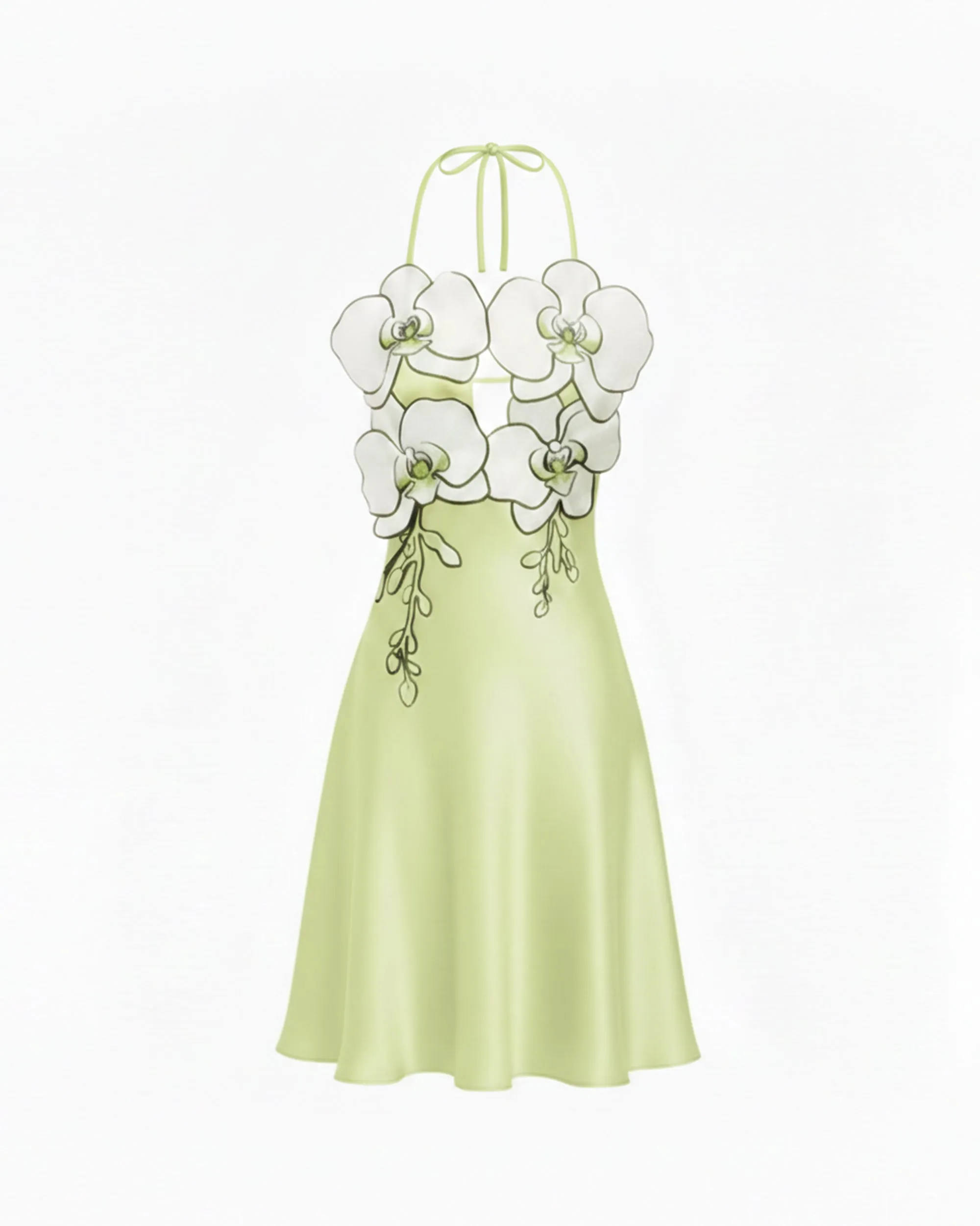 Orchid Embroidered Halter Mini Dress - Light Green sold by JW PEI product image thumbnail 3