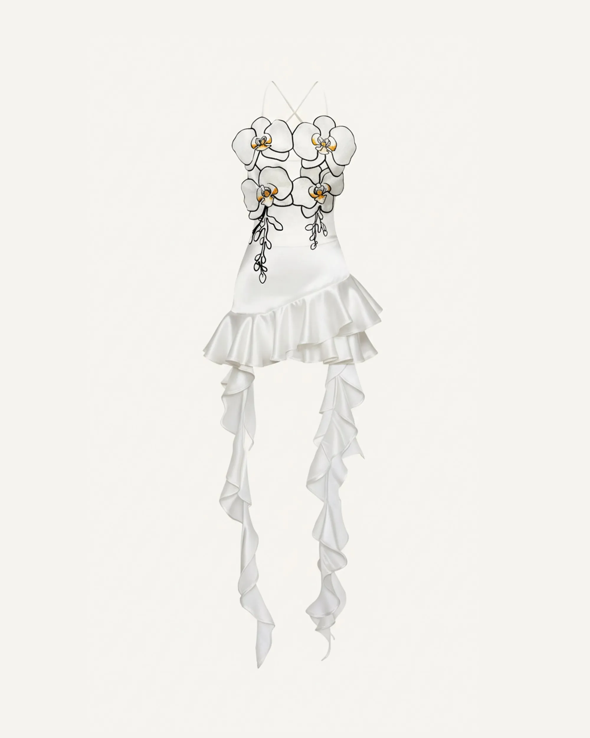 Orchid Embroidered Ruffle Hem Mini Dress - White sold by JW PEI product image thumbnail 3