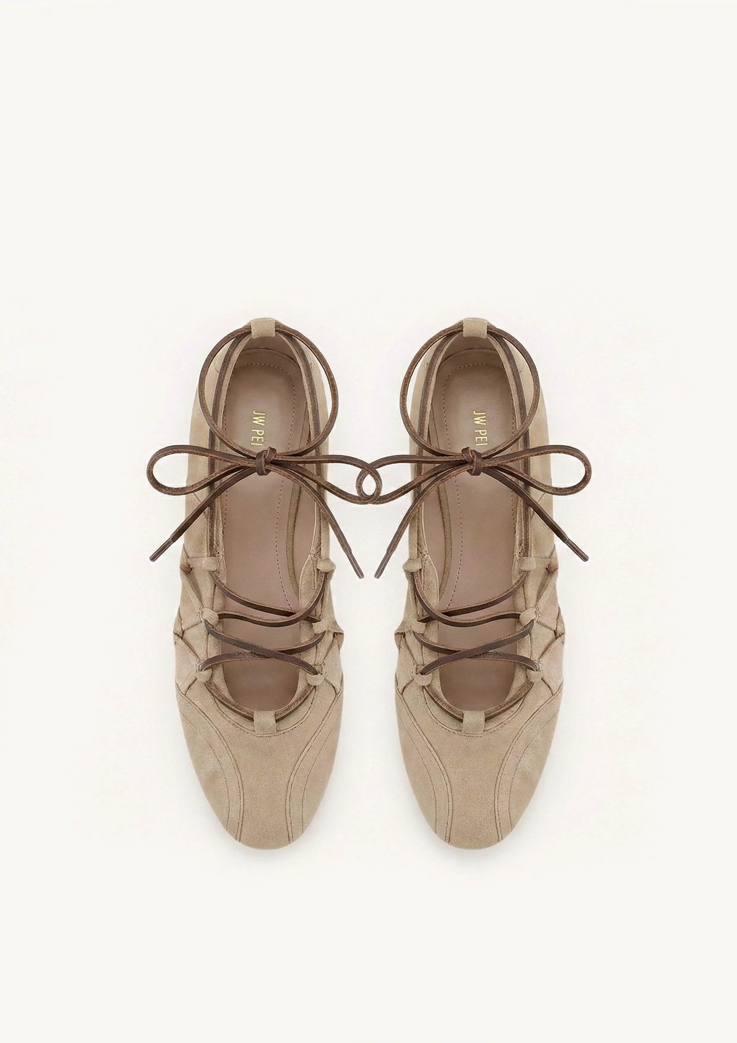 Iria Lace-Up Ballet Flats - Light Khaki sold by JW PEI product image thumbnail 2
