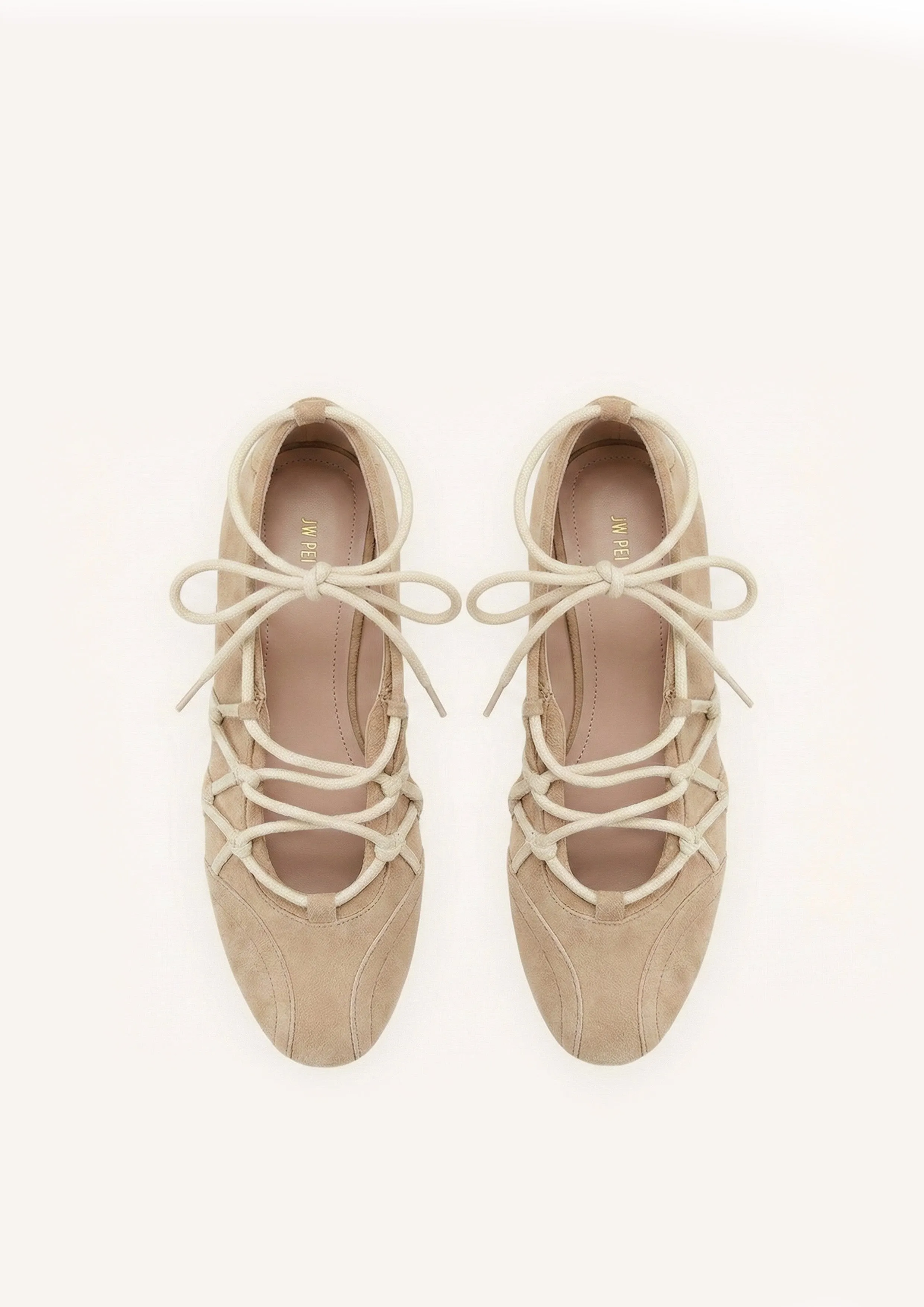 Iria Lace-Up Ballet Flats - Light Brown sold by JW PEI product image thumbnail 2