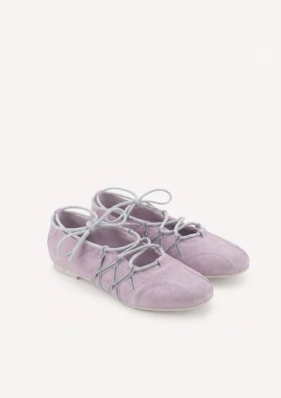 Iria Lace-Up Ballet Flats - Lavender Pink sold by JW PEI