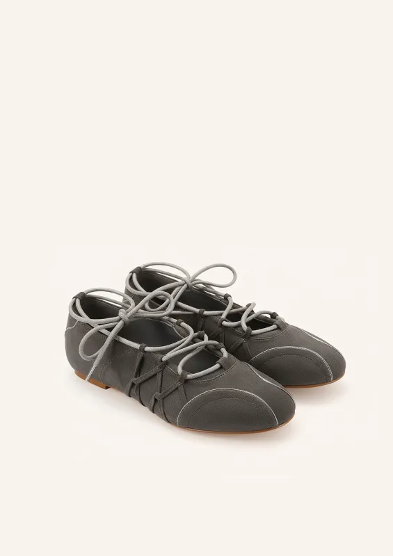 Iria Lace-Up Ballet Flats - Dark Grey made by JW PEI