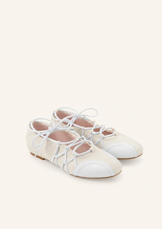 Iria Lace-Up Ballet Flats - Ivory sold by JW PEI