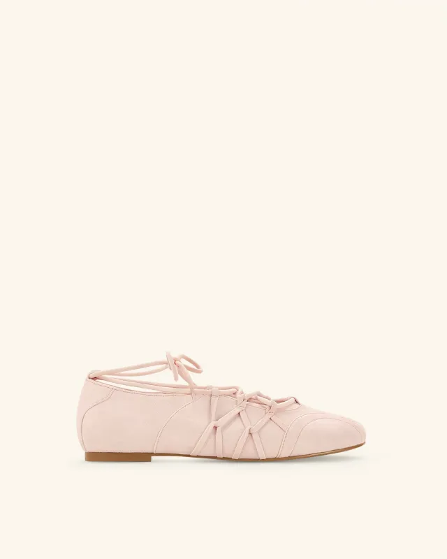 Iria Lace-Up Ballet Flats - Blush Pink sold by JW PEI