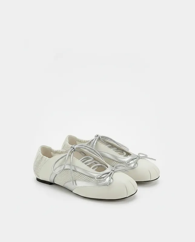 Lena Lace-Up Ballet Sneakers - Ivory sold by JW PEI