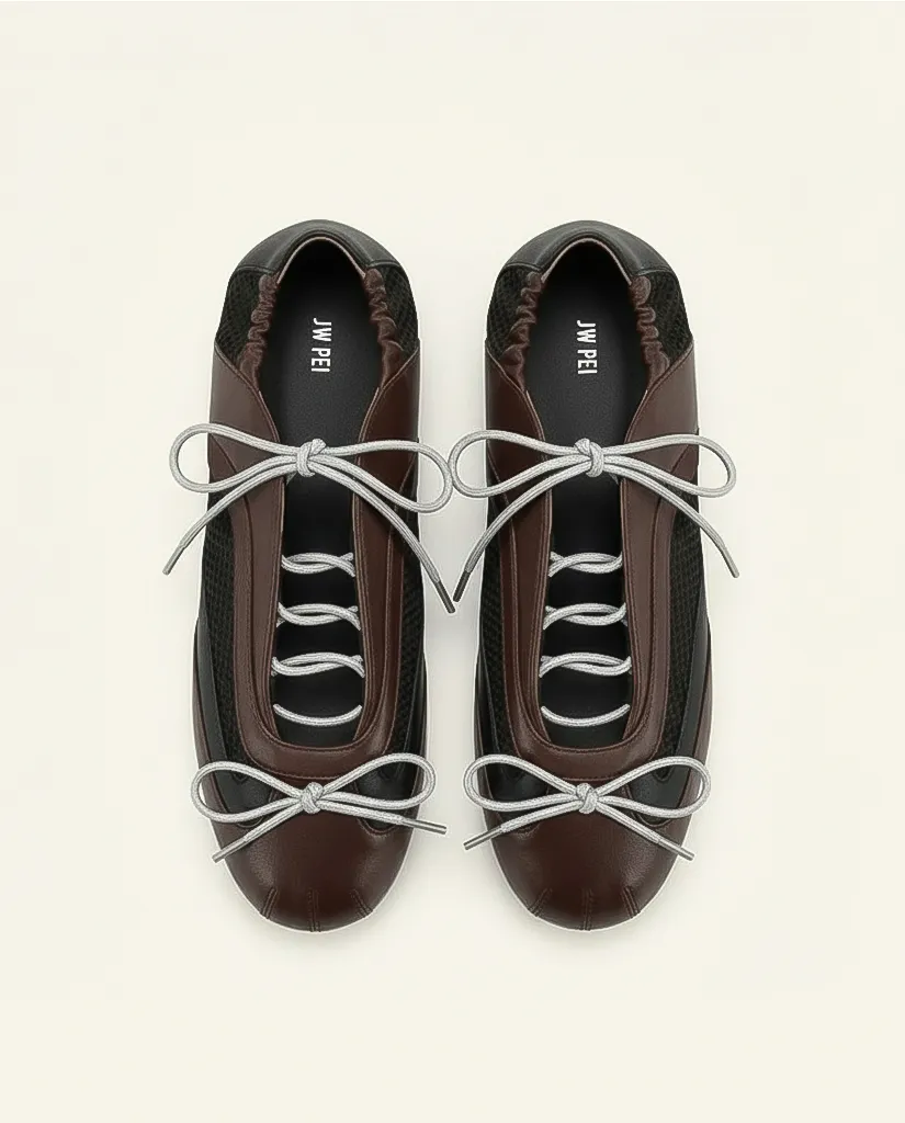 Lena Lace-Up Ballet Sneakers - Chocolate Brown sold by JW PEI product image thumbnail 2