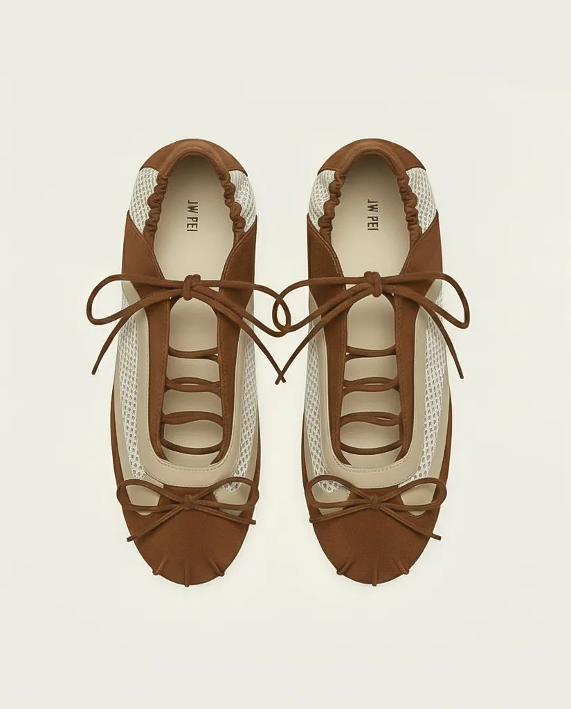 Lena Lace-Up Ballet Sneakers - Caramel Brown sold by JW PEI product image thumbnail 2