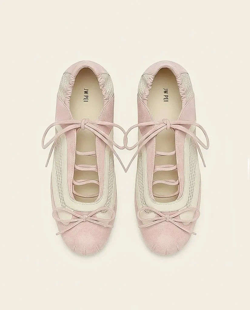 Lena Lace-Up Ballet Sneakers - Blush Pink sold by JW PEI product image thumbnail 2
