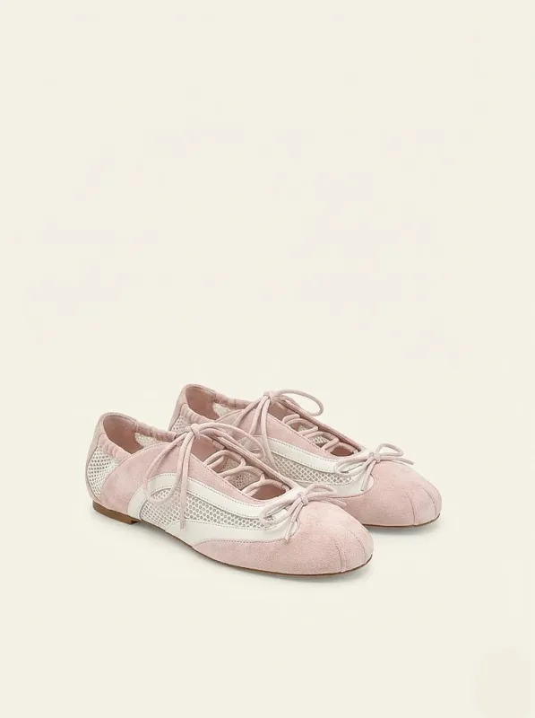 Lena Lace-Up Ballet Sneakers - Blush Pink sold by JW PEI