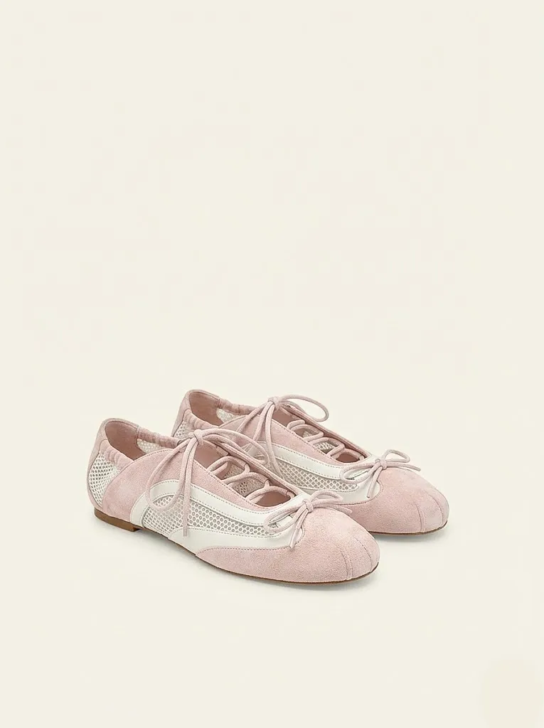 Lena Lace-Up Ballet Sneakers - Blush Pink sold by JW PEI