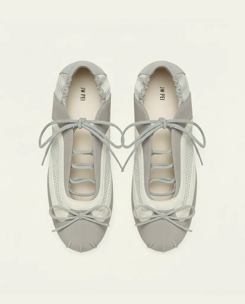 Lena Lace-Up Ballet Sneakers - Light Grey sold by JW PEI product image thumbnail 2
