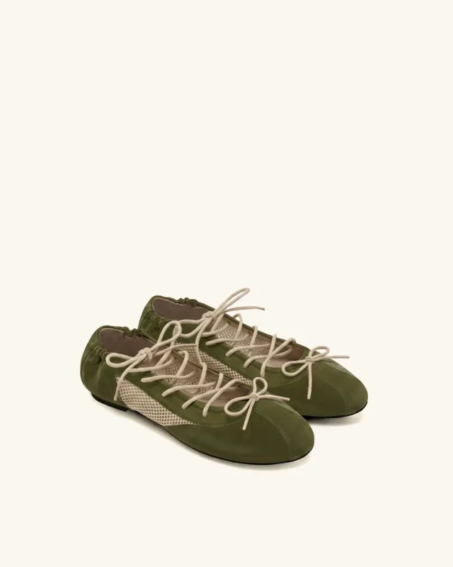 Mila Sporty Ballet Sneakers - Olive Green made by JW PEI