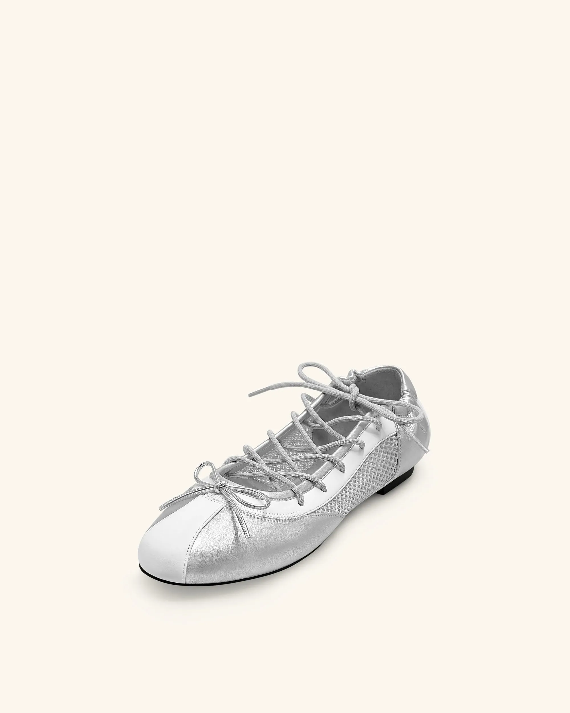Mila Sporty Ballet Sneakers - Metallic Silver & White sold by JW PEI product image thumbnail 4