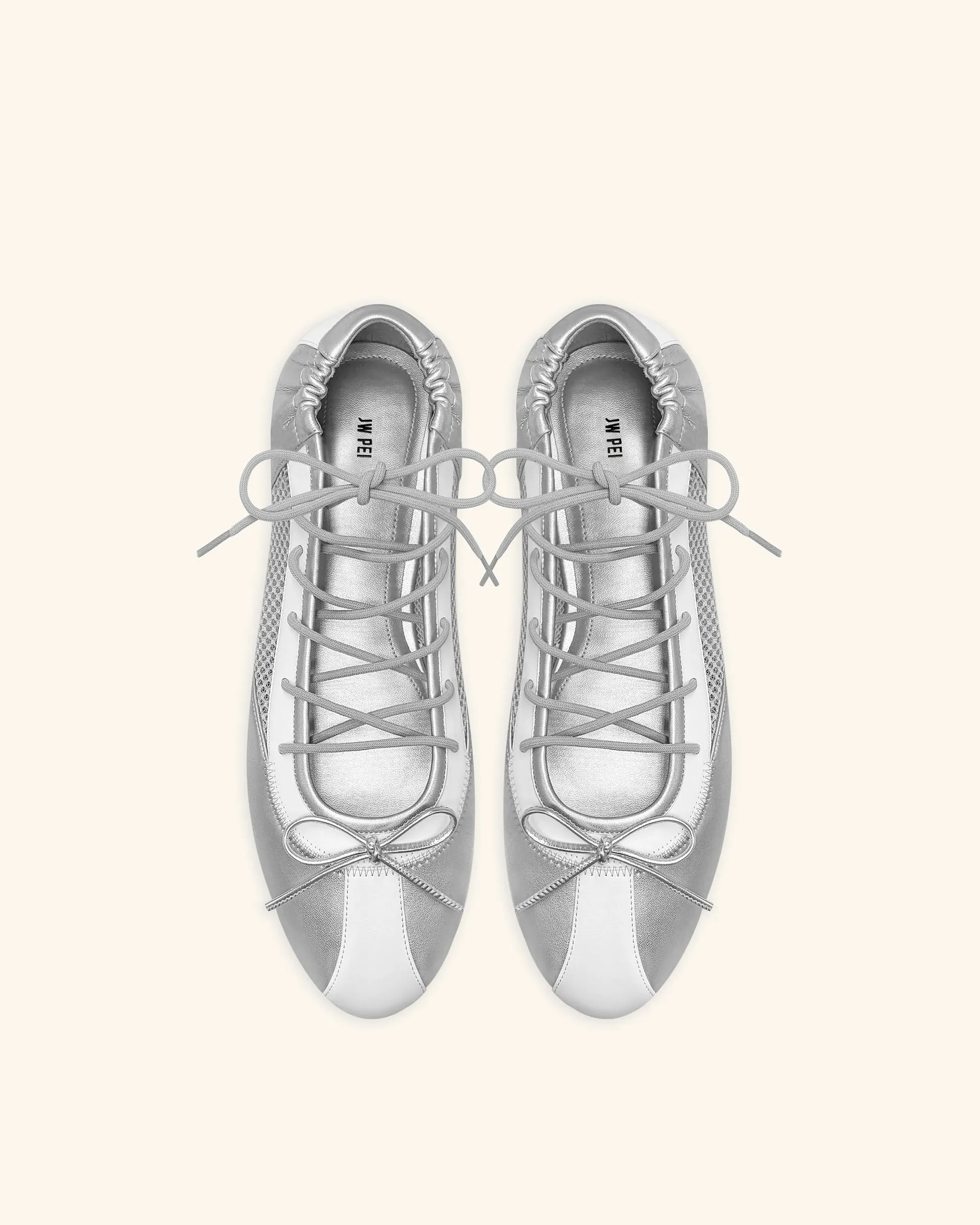 Mila Sporty Ballet Sneakers - Metallic Silver & White sold by JW PEI product image thumbnail 3