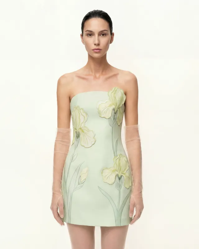 Iris Floral Print Strapless Dress - Green sold by JW PEI