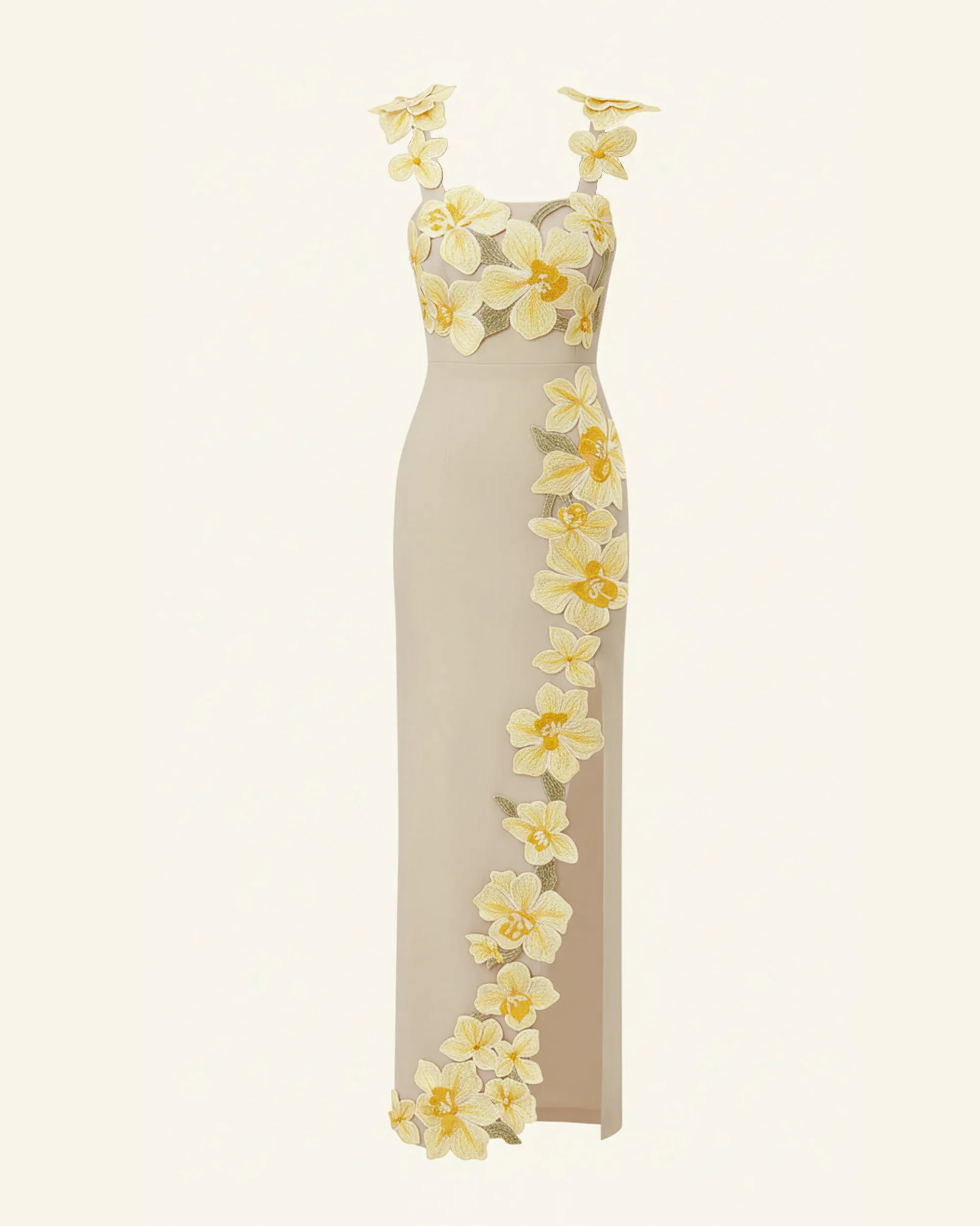 Flower Embroidered Dress - Beige/Yellow sold by JW PEI product image thumbnail 3