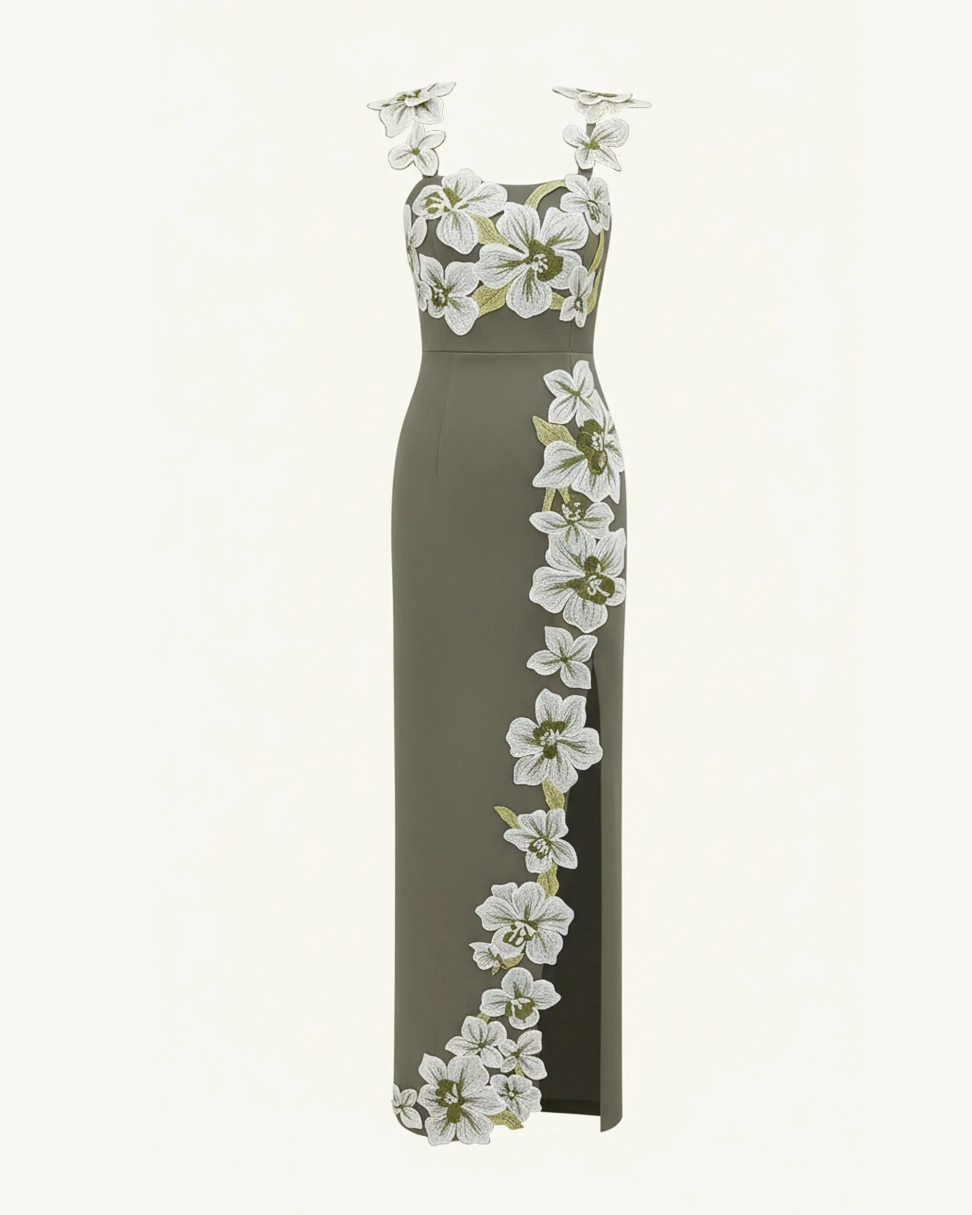 Flower Embroidered Dress - Olive/White sold by JW PEI product image thumbnail 3